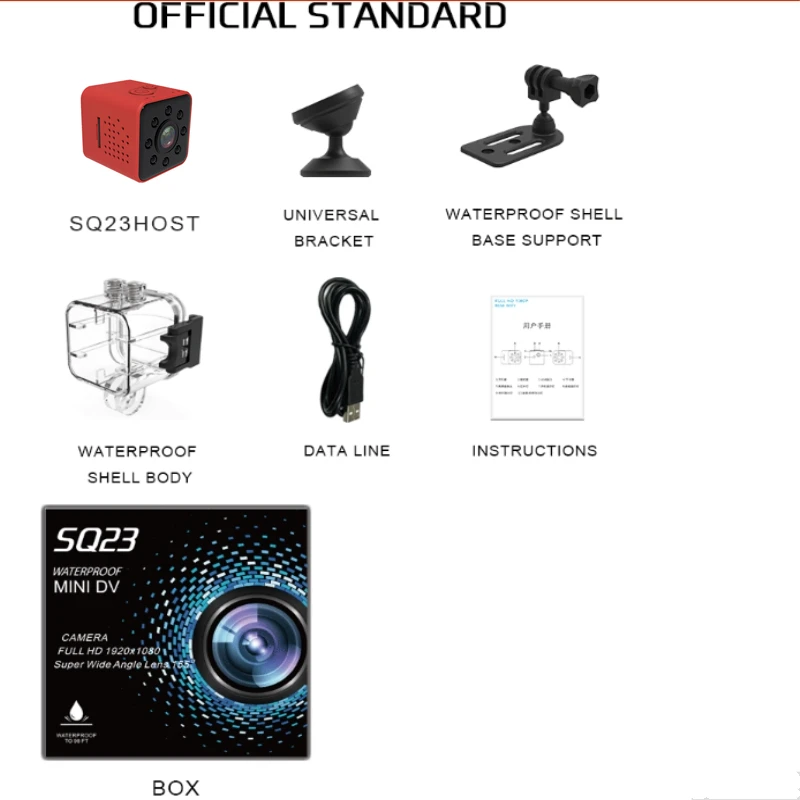 SQ23 Standard Red Upgrad версия SQ23 HD wifi маленькая мини камера cam 1080P видео датчик ночного видения Видеокамера микро камера s DVR движения SQ13 SQ11 - Цвет: SQ23 Standard Red
