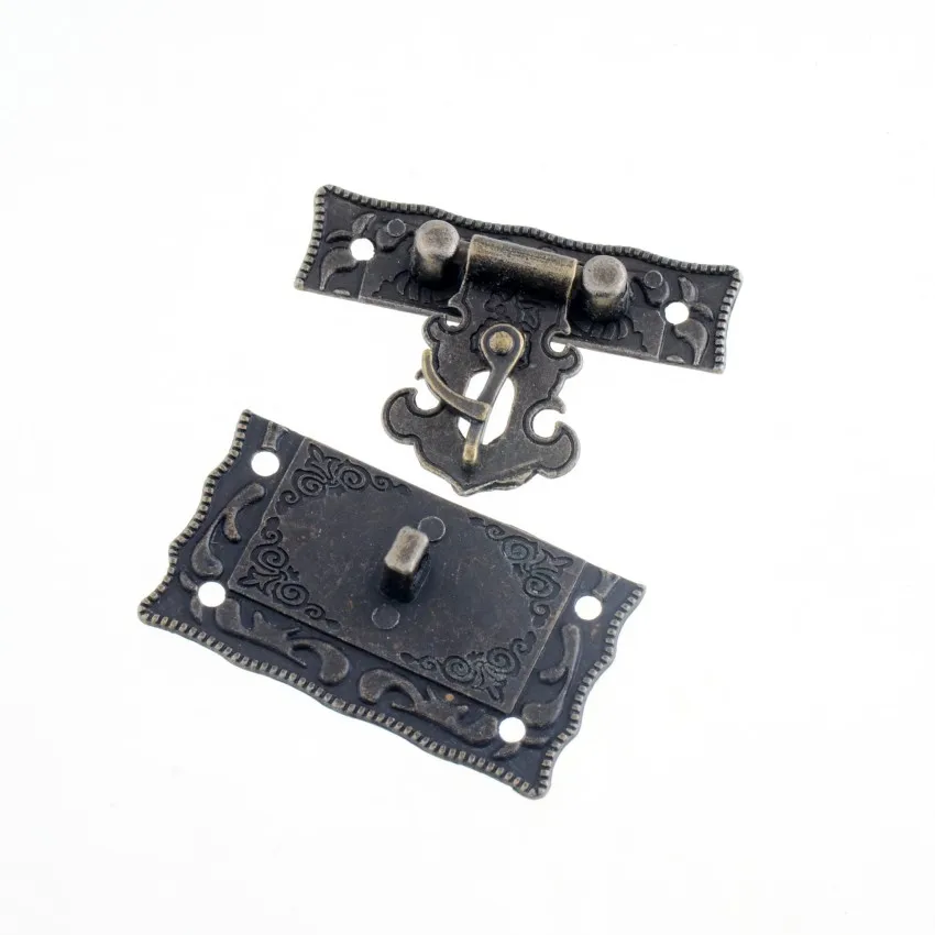 Free-Shipping-1Set шкатулка с защелкой и защелкой, декоративная, Античная бронзовая, резная, 5,1 см x 2,9 см F1408