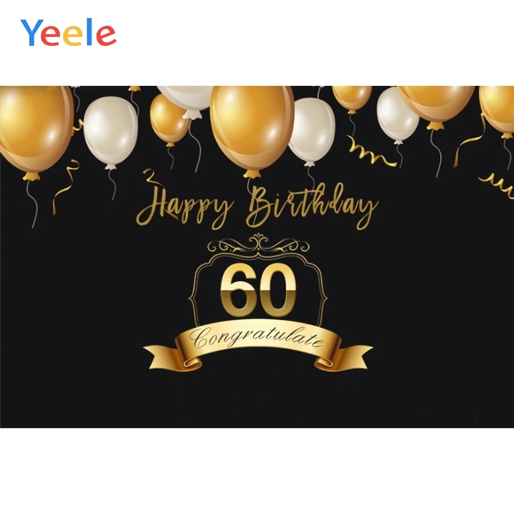 

Yeele Black Flying Balloons 60th Birthday Party Deco Photography Backgrounds Customized Photographic Backdrops for Photo Studio