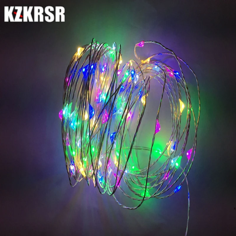 KZKRSR DC 12 V Cooper провод Мини светодиодный Фея свет шнура 10 м 100Led ультратонкий, гибкий лампа рождественское свадебное украшение для дома, сада
