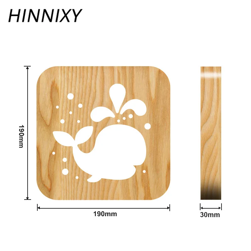 Hinnixy животные ночные светильники Кот 3D Кит деревянный полый ремесло прикроватная