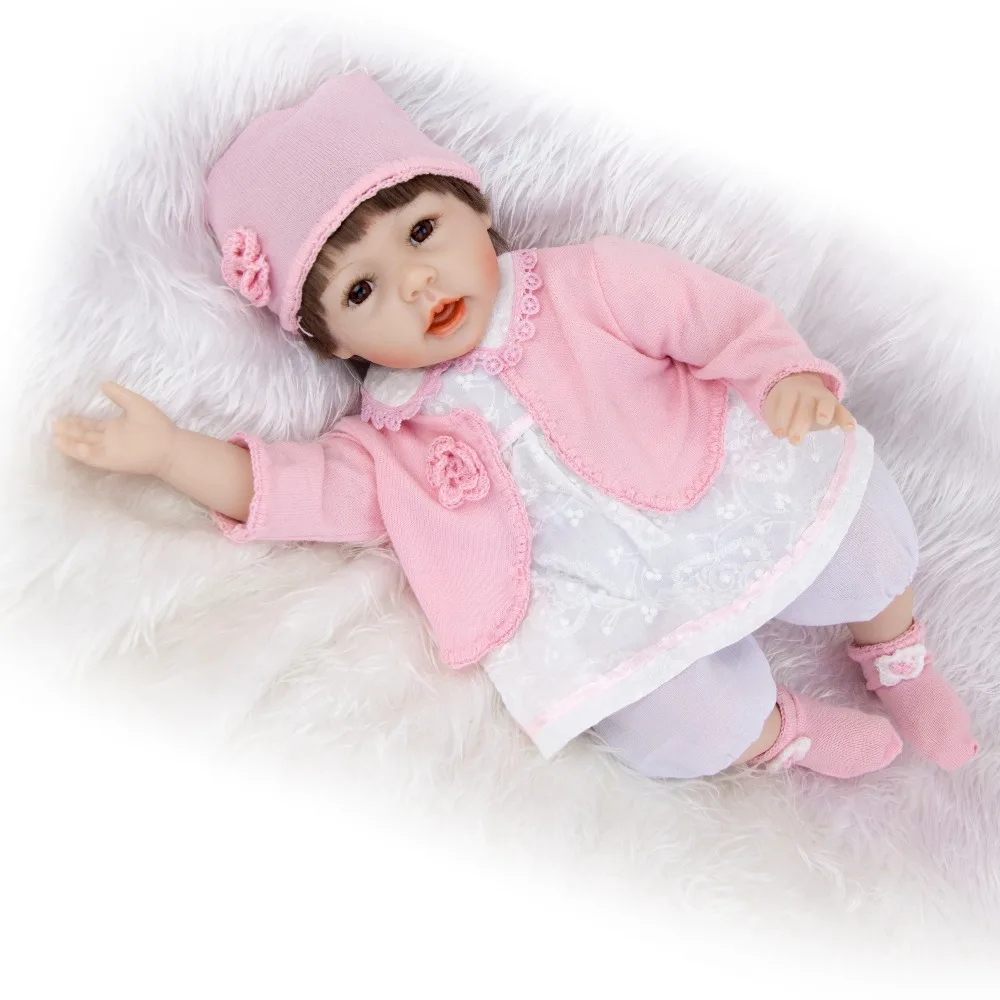 Силиконовая кукла bebes reborn с открытым ртом для маленькой девочки 47 см 100%