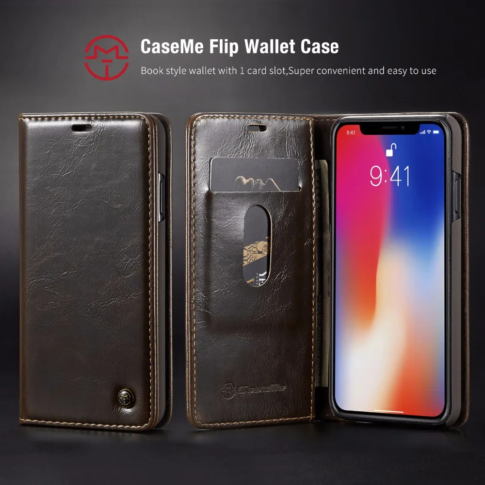 10pcs/lot phone case For Iphone Xs max Xr Luxury CaseMe Leather Magnetic Case Cover Phone Case For Iphone X 8 7 6 plus