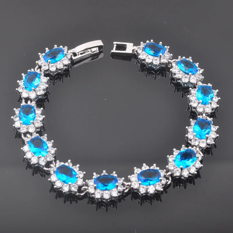 FAHOYO голубые циркониевые солнечные цветы из стерлингового серебра 925 пробы для