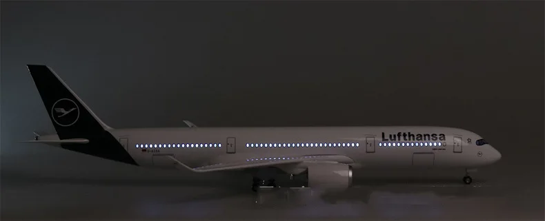 50.5CM 1/142 Scale Diecast Airplane Airbus A350 Lufthansa Airline Model With Bases Wheels Resin Plane For Collection