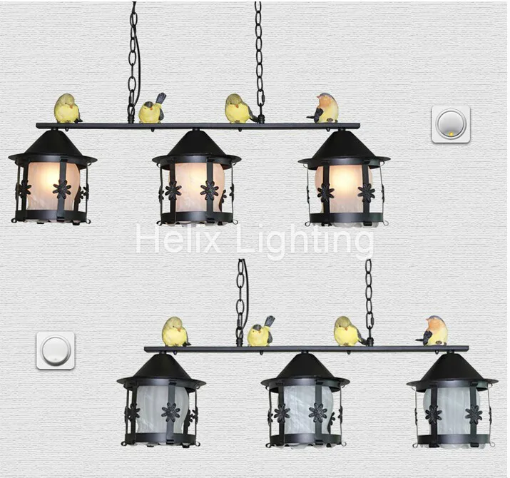 Beste Nieuw 3L Zwart Vintage Hanglampen L75cm LED AC Noordelijke Europese Industriële Vogel Verlichting Voor Cafe & Bar Retro Hanger Lamp