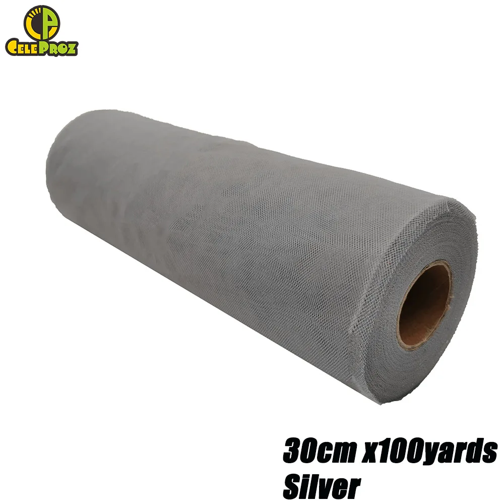 30cm Silver 30 см 100 ярдов белый тюль рулон Тюль органза Ткань DIY открытый свадьба день рождения Alise Runner центральные украшения принадлежности - Цвет: 30cm Silver