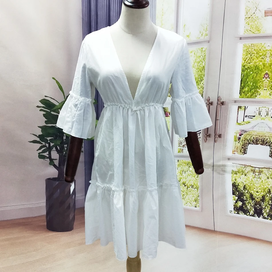 Пикантные Хлопковые Туники с открытой спиной для женщин накидка Пляжное платье