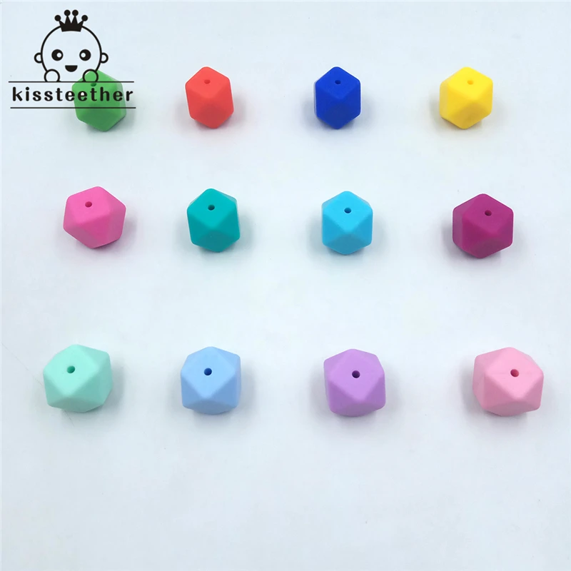 60 шт. шестигранные силиконовые бусины для детского прорезывателя 0 67 дюйма (17