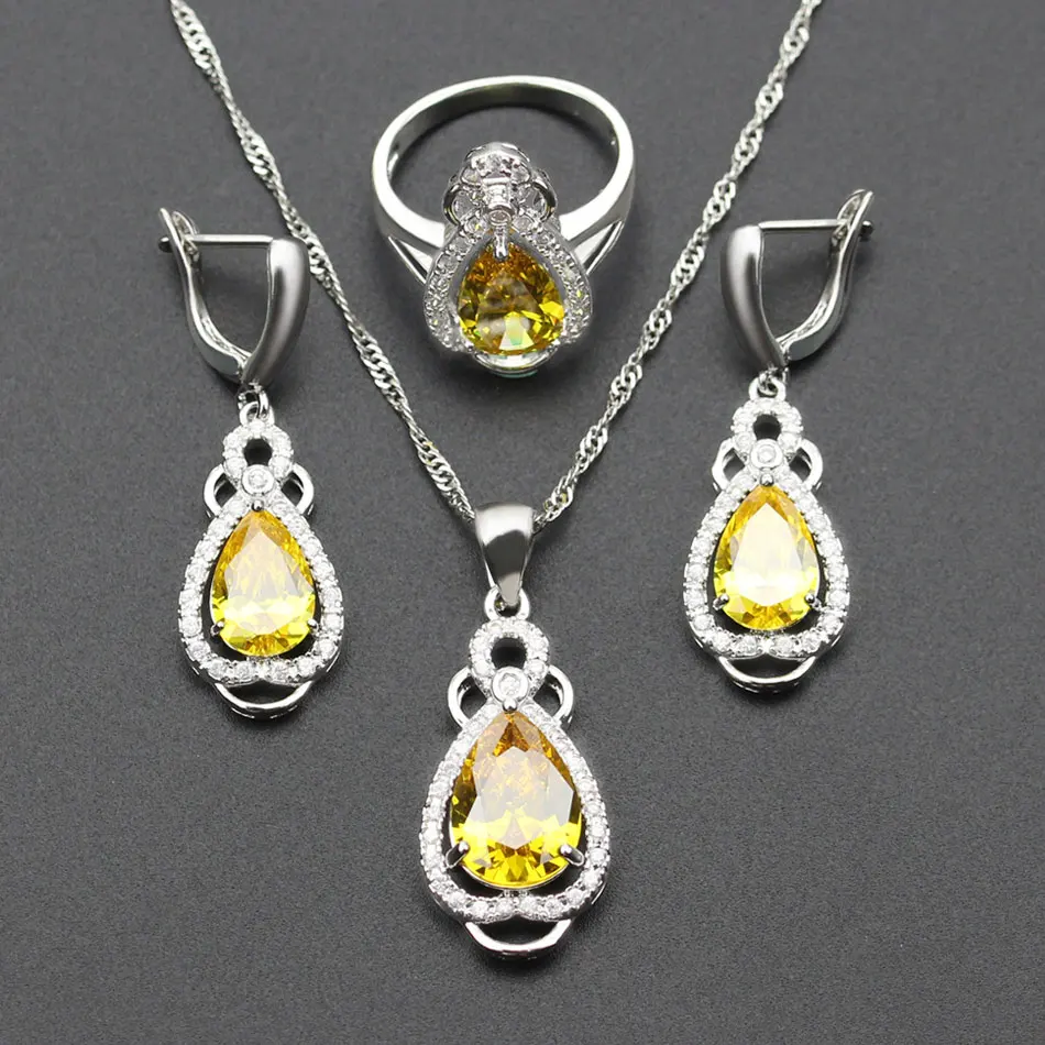 Чудесные оранжевый Morganite 925 Цвет Ювелирные наборы для Для женщин Серьги/Цепочки и