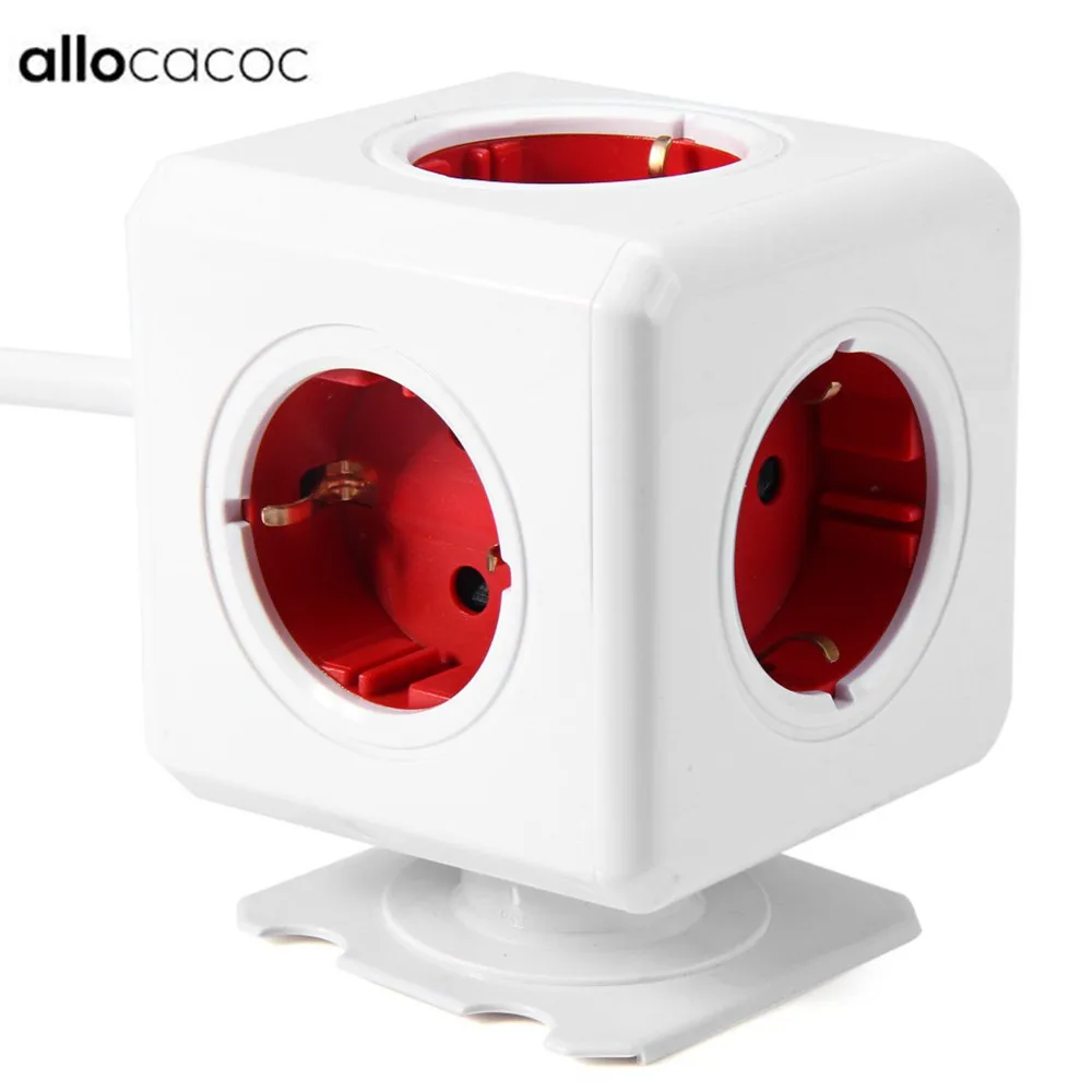 Allocacoc PowerCube Расширенный разъем питания ЕС DE Plug 5 розеток адаптер с 150 см/300 см кабель 16A