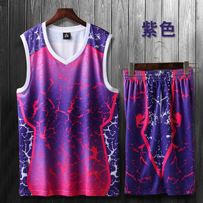 1988 purple sets Мужские и женские баскетбольные майки с принтом на заказ, шорты, набор, мужская спортивная одежда, тренировочная форма, командный Джерси, костюм, спортивная одежда - Цвет: 1988 purple sets
