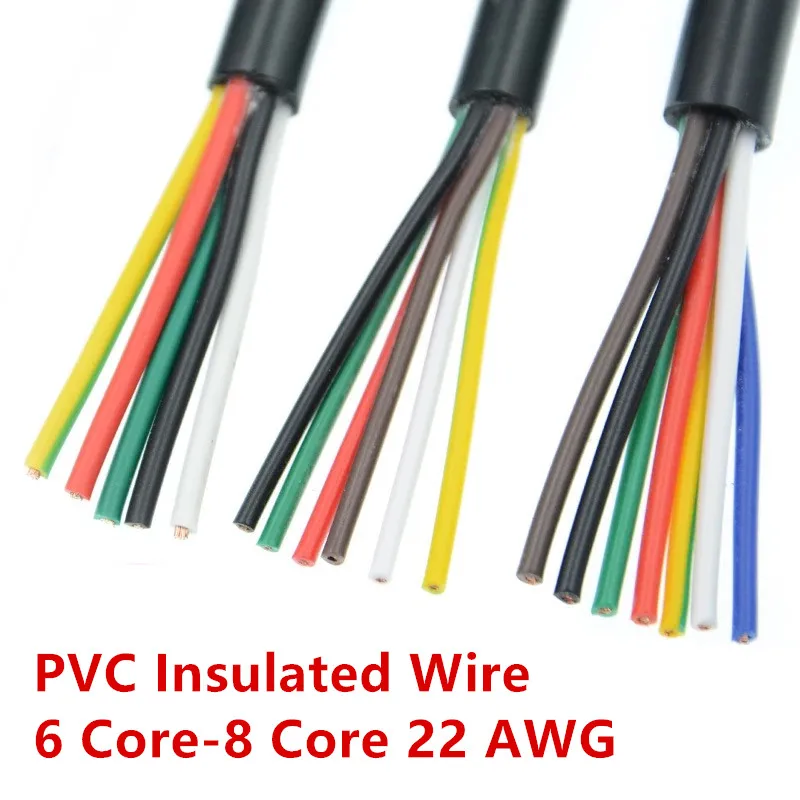 22 AWG 0 3 мм2 RVV 6/7/8 сердечников медный провод электрический кабель черный с мягкой