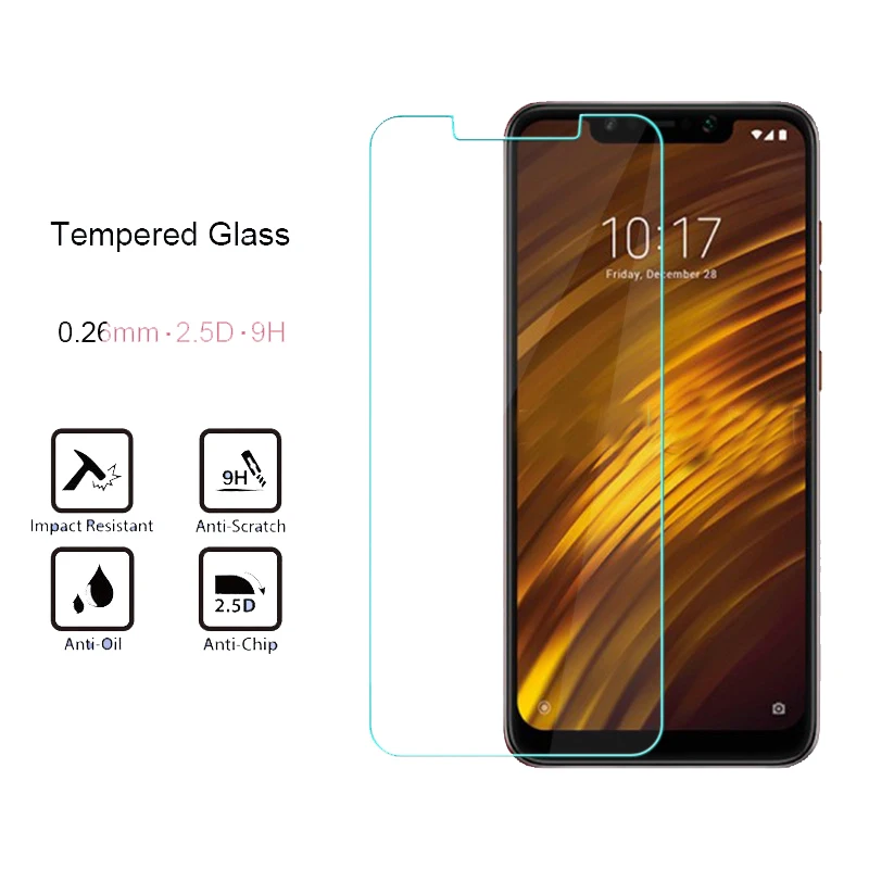 Прозрачное закаленное стекло для Xiaomi Pocophone F1 10 шт. прозрачная Премиум Защитная