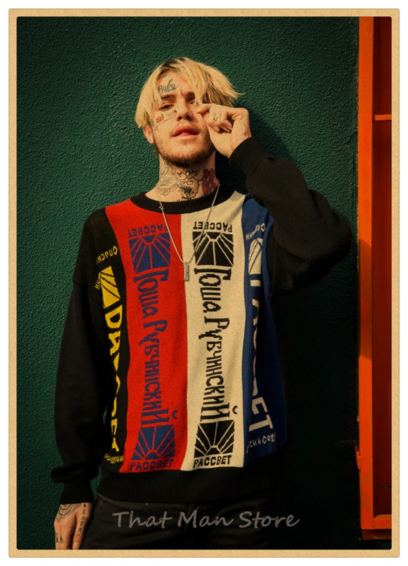 Хип-хоп рэпер Lil Peep плакат наклейки на стену винтажные постеры печать высокого качества для гостиной домашний декор 42*30 см - Цвет: Фиолетовый