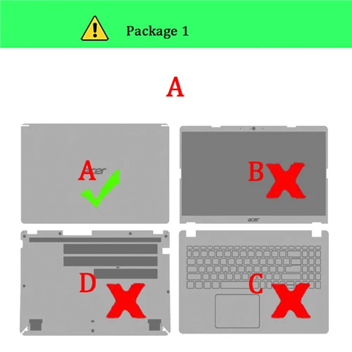 Package-1 A Тетрадь Защитная пленка для acer Aspire A715-71G A315-53 A515-51 A515-52 переключатель 12 Aspire переключатель 10 SW5 ноутбука наклейки для тела - Цвет: Package-1 A