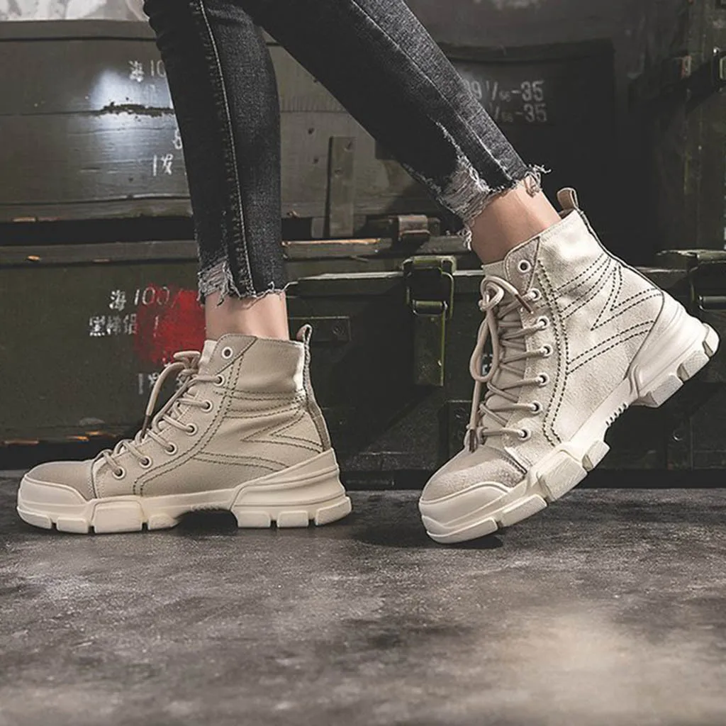 Женские спортивные ботинки в римском стиле с круглым носком на шнуровке