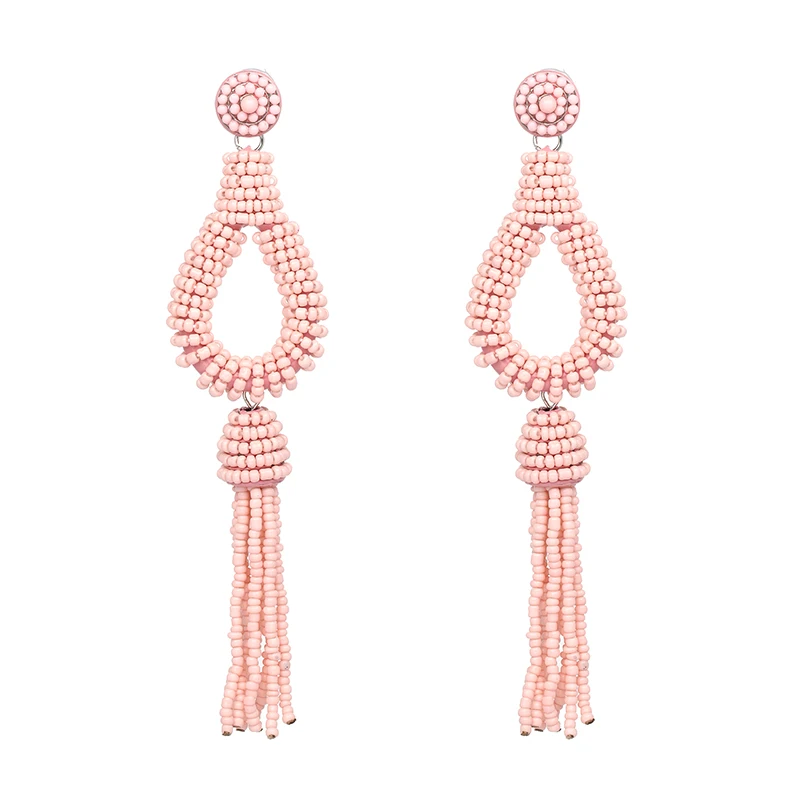 Красный Этнические украшения ручной работы себе бисера падение серьги с