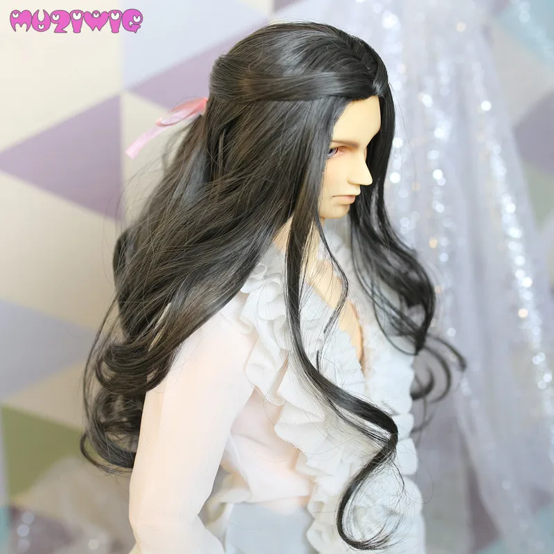 

MUZIWIG bjd 1/3 1/4 1/6 Princess Style doll wig hair Black & Grey Mixed Long Loose Wavy hair for SD dolls wigs accessories