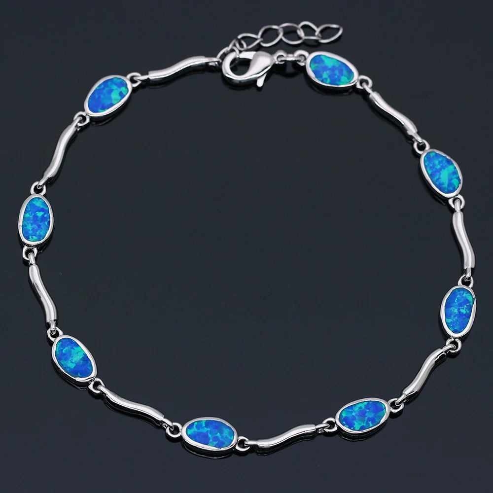 Браслеты женские посеребренные с синим и коричневым огненным опалом SL208 |