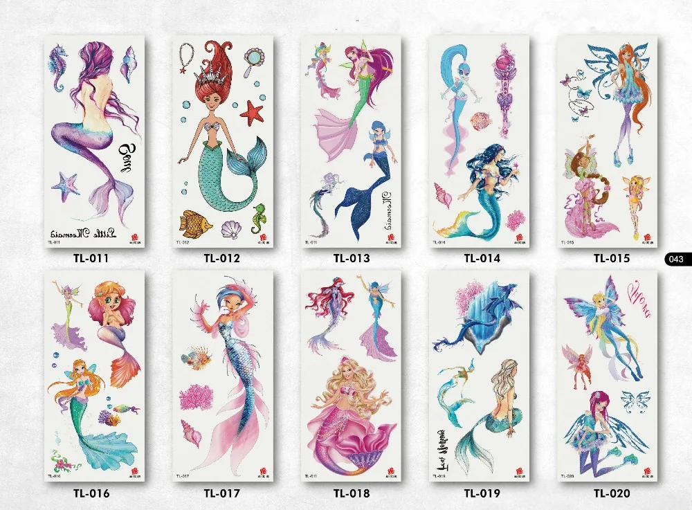 

110pcs Animal, flower, mermaid, cartoon, child, girl party tattoo sticker, waterproof disposable sticker Henna Painless Tattoo
