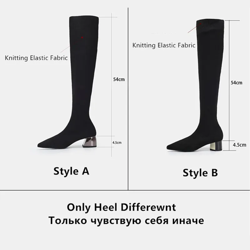 Jady Rose/Новинка года; зимние женские сапоги с вязаным носком; Сапоги выше колена из эластичной ткани; облегающие высокие сапоги до бедра; Botas Mujer