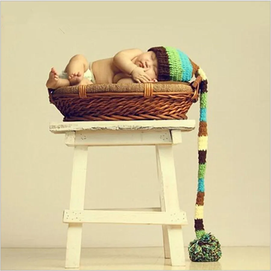 Вязаные крючком детские шапки с длинным хвостом вязаный костюм Добби детская