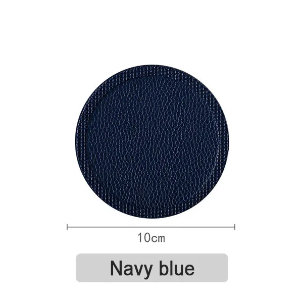 navy blue 2pcs Кофейная подставка, круглая посуда, коврик для обеденного стола, теплоизоляционный, нескользящий, мягкий, из искусственной кожи, подстилки, чаша, подстаканник для кухни, 2 шт - Цвет: navy blue 2pcs