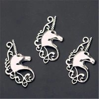 wkoud 8pcs silver plated unicorns charms alloy pendants for earrings necklace diy retro jewelry charm handmade a930