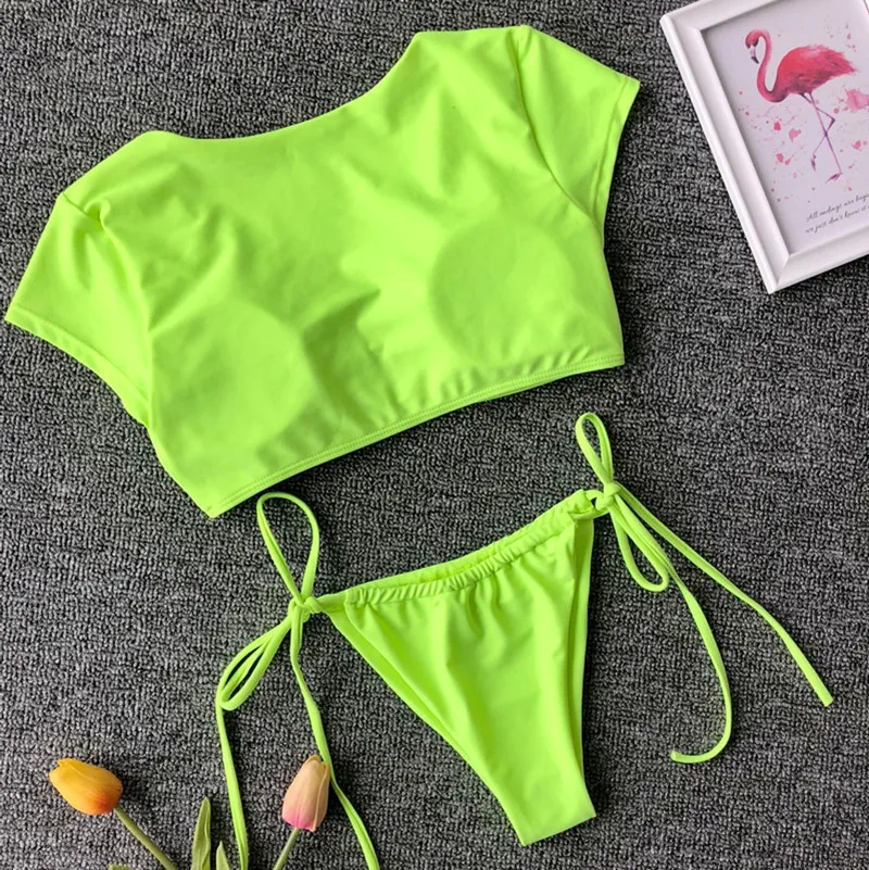 Bikinx, спортивный купальник для женщин, купальник, сексуальные стринги, бикини,, купальные костюмы, пуш-ап, купальник для женщин, Леопардовый, неоновый, зеленый, бикини для женщин