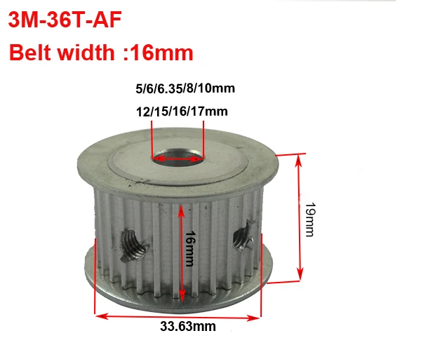 LUPULLEY 3 м timimng шкив 3M-36T-AF 36T диаметр 5/6/6,35/8/10/12/15/16/17 мм ремень Ширина 16 мм 3 мм зубьев шкив синхронизации-1 шт