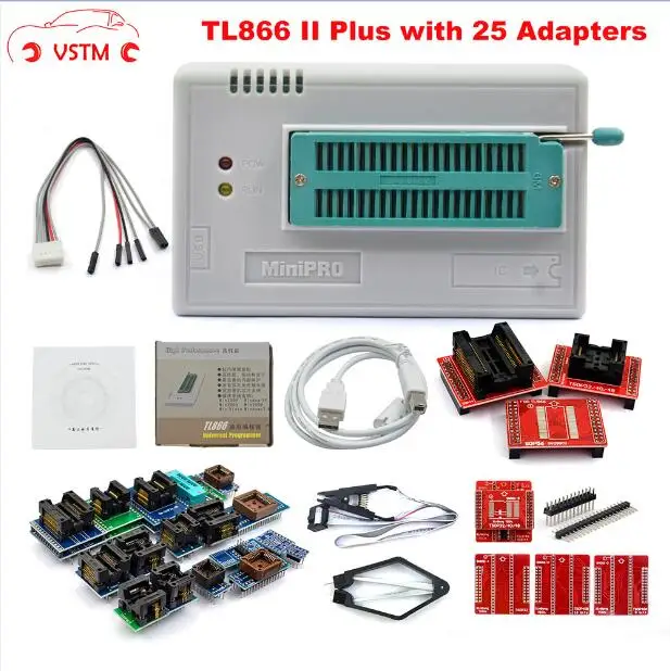 TL866 II Plus wt 25a V8.51 TL866II плюс универсальный Minipro программатор+ 28 адаптеров+ тестовый зажим TL866 PIC биос высокоскоростной программатор - Цвет: TL866 II Plus wt 25a