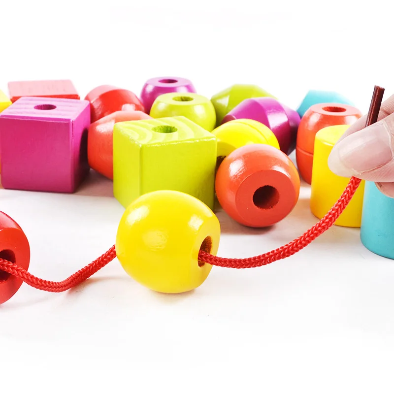 

JaheerToy Bead Blocks Baby Toys for Children Wooden Montessori Educational Toy Wood Box 2-3-4 Years Old for Kids