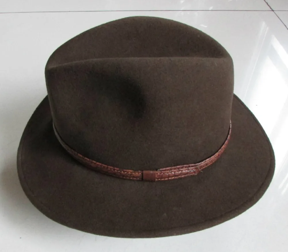Коричневый мужской шерстяной войлок Западная Ковбой Outback авантюрист Hat |