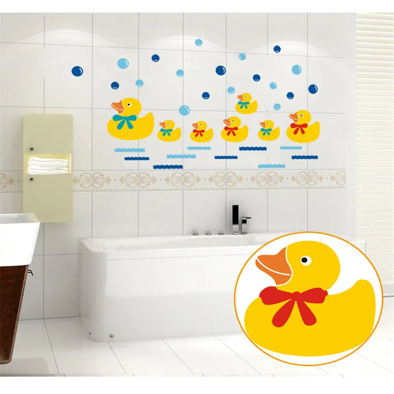 1 шт. Милая желтая утка Наклейка на стекло стену домашний переводки украшение для