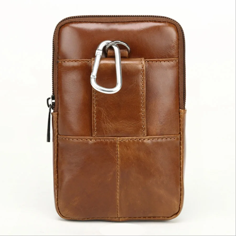 High Quality Men Cowhide Genuine Leather Cell/Mobile Phone Cover Case skin Hip Belt Hook Bum Purse Fanny Pack Waist Bag Pouch | Багаж и