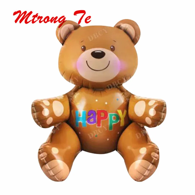 Большой 3D медведь Фольга воздушные шары с гелием Happy ко дню рождения надувные