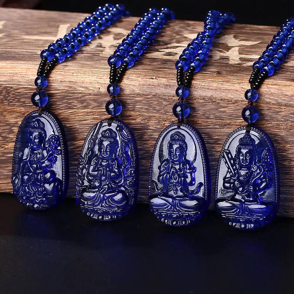 Yumten Kyanite ожерелье Кулон Будда из натурального камня цепочка бусин счастливый