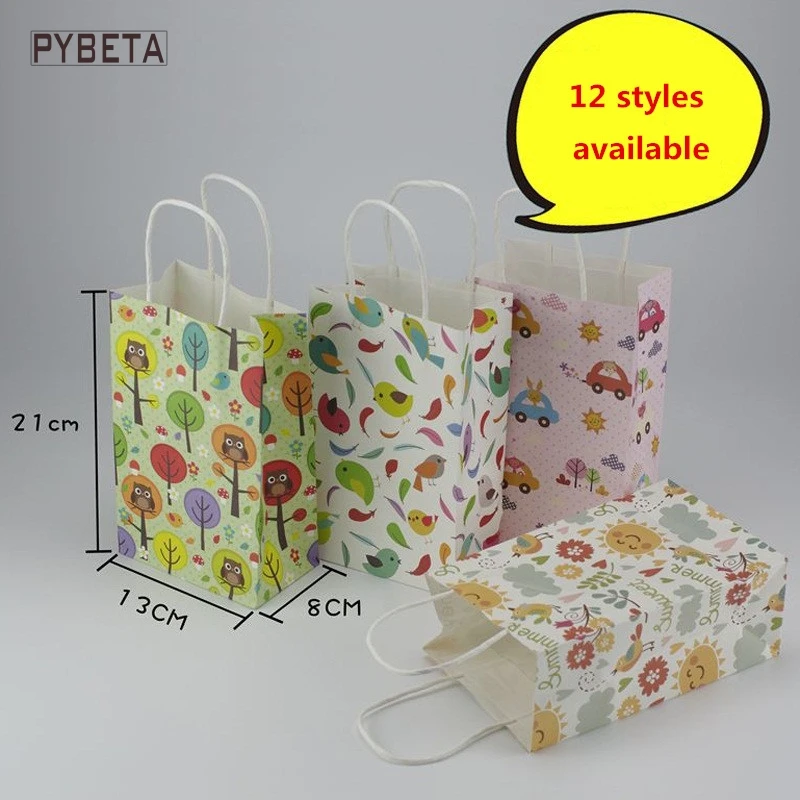 

20pcs- 21*13cm+8cm- 16 design available Lovely Cartoon Paper Bag Cosmetic Gift Packaging Bag Shopping Takeout Bag