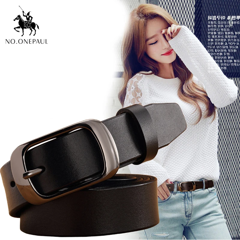 

NO.ONEPAUL Fashion Retro women belt Belts for women female Lady Metal Leather Double Buckle Waist Belt Waistband high quality