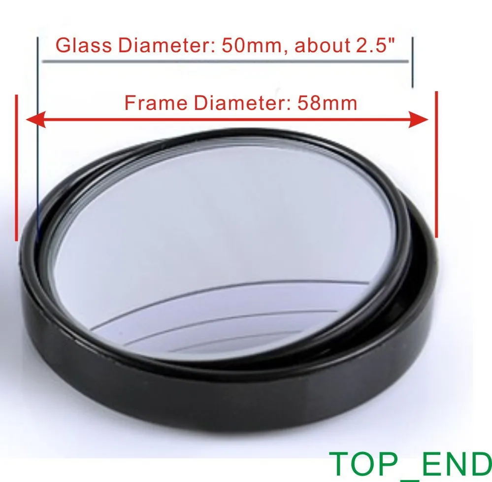 

Hot & Japan Standard Quality,Free Shipping 2.5" Large Size Convex& 20 Degree Adjust Car Blind Spot Mirror,Black Frame w/ 3M Tape