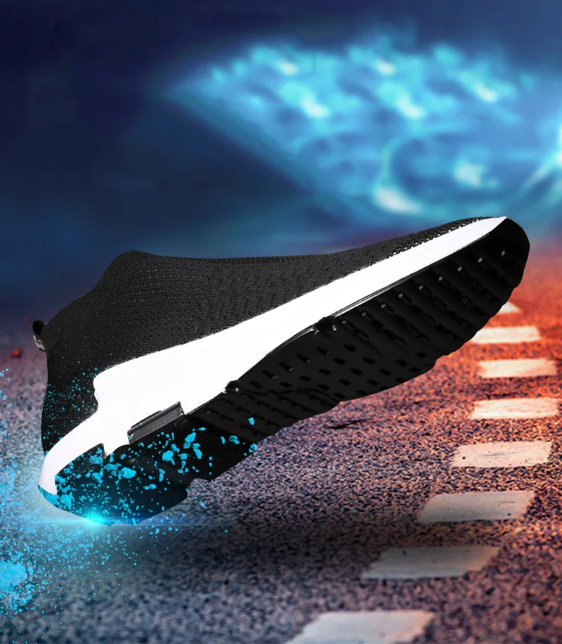 Спортивная обувь для мужчин и женщин; дышащая Спортивная обувь Flyknit; светильник; Цвет черный, красный; высокие носки; кроссовки; мужские кроссовки для бега; обувь