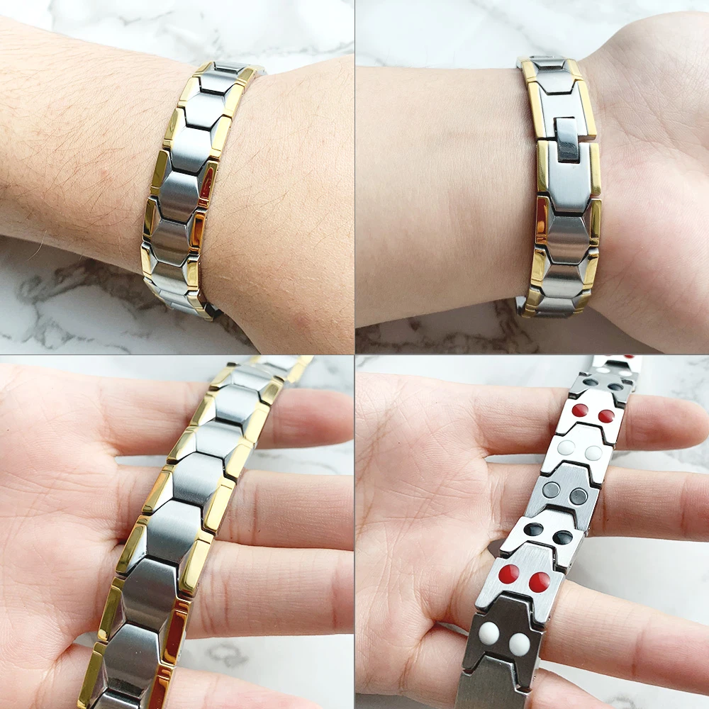 Популярный мужской магнитный браслет из нержавеющей стали 316L FINE4U B067 германиевые