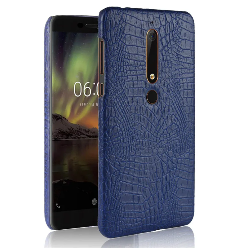 Для Nokia 6 1 2018 чехол с крокодиловым узором жесткая задняя крышка из поликарбоната и