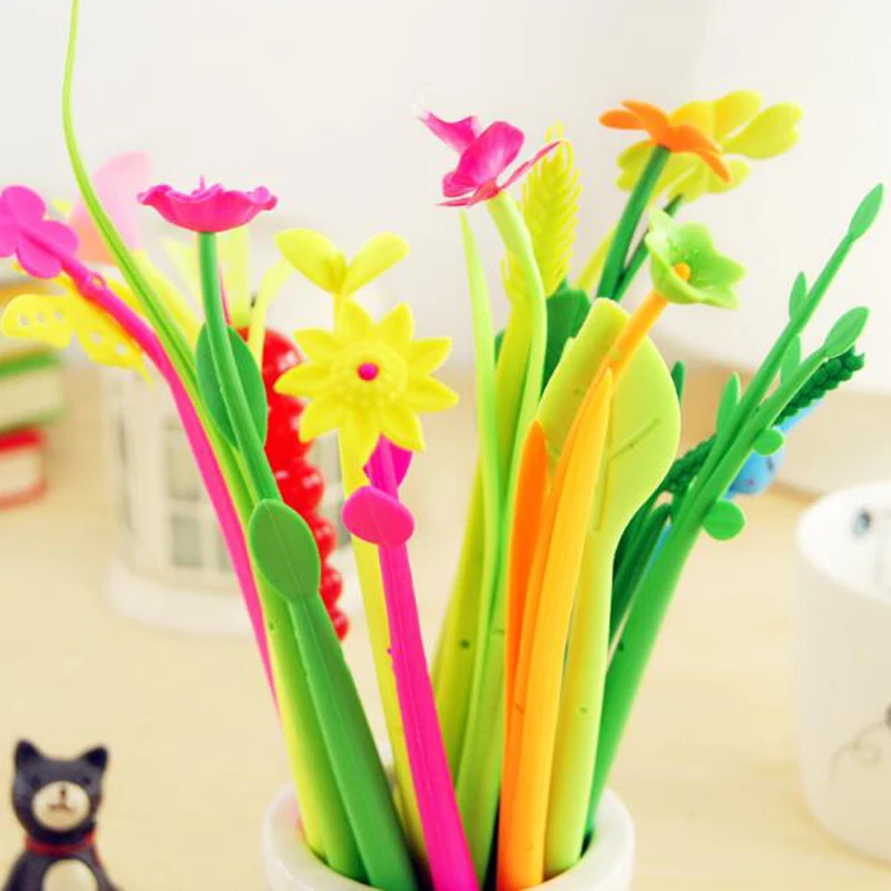 

20 Pcs/lot Cute Flower Plant Shape Ballpoint Stationery Pen Creative Ball Point Pens Fashion Novelty Writing Pen Gift Children