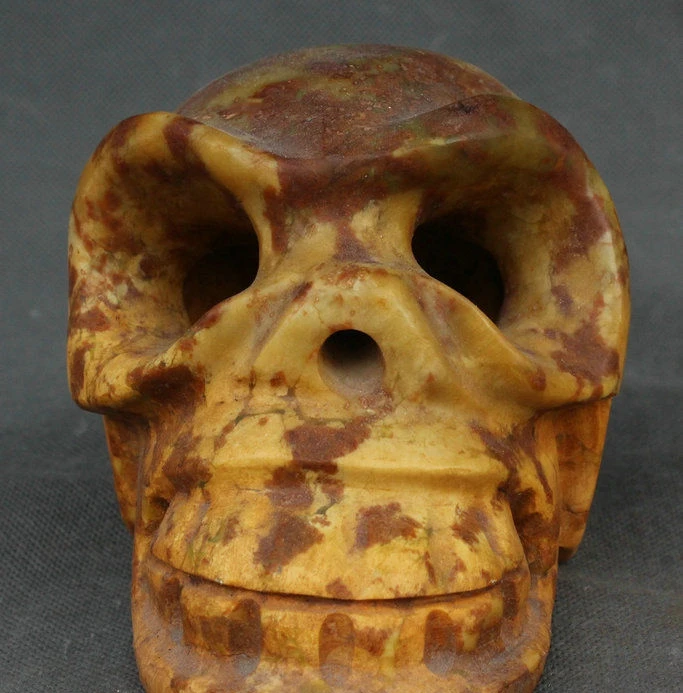 КИТАЙСКИЙ Хуншань культуры Нефритовый камень резной Череп Мертвый скелет головы