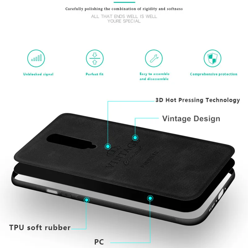 OnePlus 7 Pro Case 6.67 inch PINWUYO TPU+PC for One Plus Back Cover Business Phone Shell |
