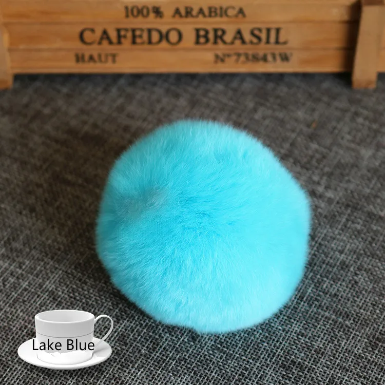 Lake Blue 20 видов цветов натуральный меховой шар 6 см помпон брелок автомобильный помпон кроличий мех шар брелок меховой DIY сумка Подвески с пушистым кроликом понпон - Цвет: Lake Blue