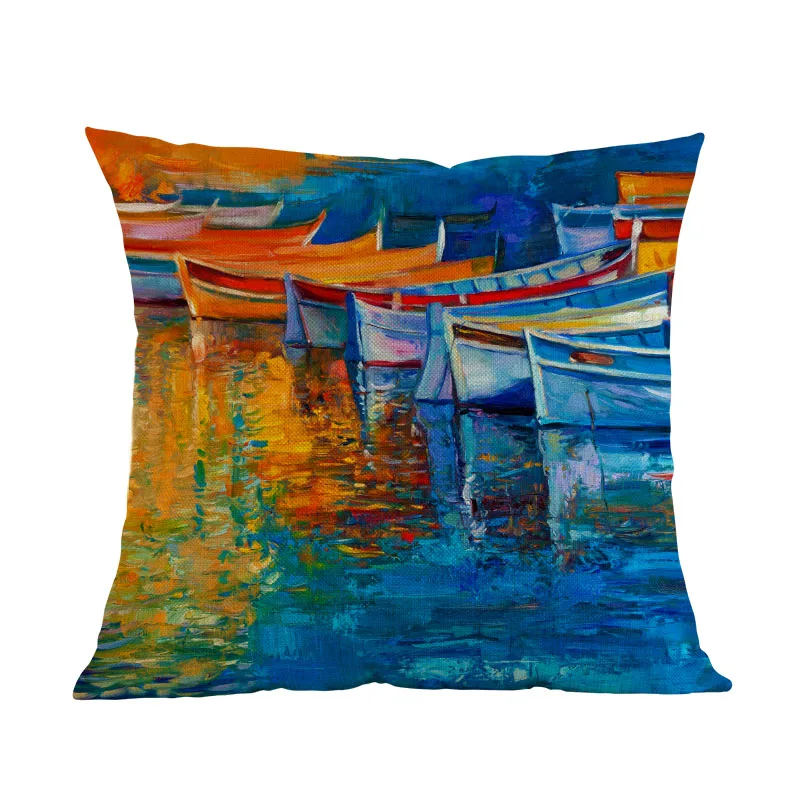 Картина маслом Стиль закат Морской маленький парусная лодка якорь пейзаж