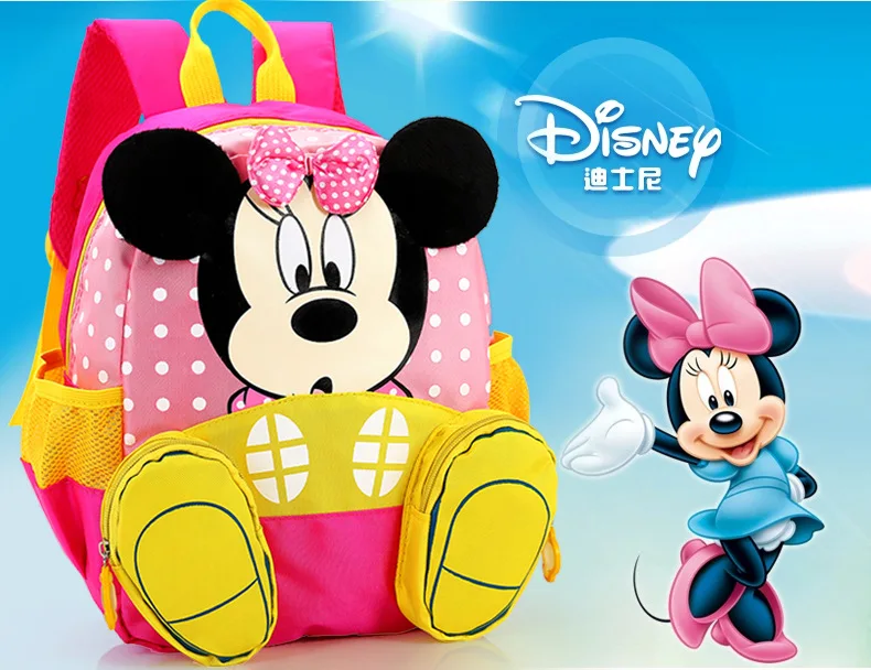 Детский рюкзак Disney милый школьный ранец с героями мультфильмов Минни Микки Маус